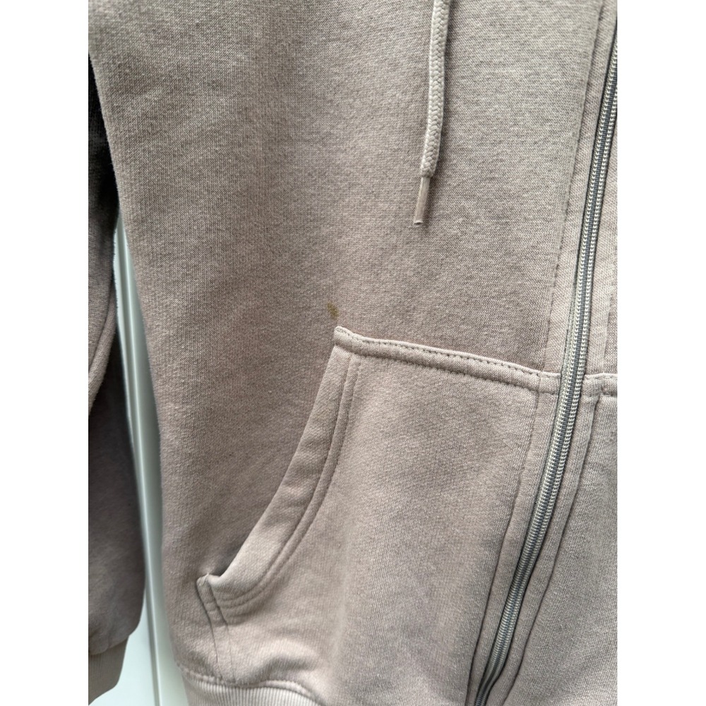 PrettyLittleThing Mauve Taupe Zip Up Hoodie Sweatshirt XS Logo Fleece Lined - Picture 3 of 4